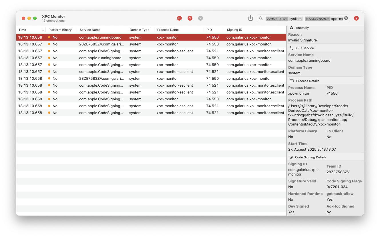 XPC Monitor app screenshot (light)